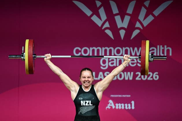 COM26 WEIGHTLIFTING, Georgia Theron of New Zealand competes in the Women™s 77kg Weightlifting during the Glasgow 2026 Commonwealth Games at the SEC Armadillo in Glasgow, Scotland, Wednesday, July 29, 2026. ( NO ARCHIVING, EDITORIAL USE ONLY Glasgow Scotland United Kingdom  Copyright: xLUKASxCOCHx 20260729110133448371