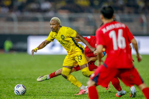 July 28, 2026, Kuala Lumpur, Malaysia: Mohamadou Sumareh of Malaysia (L) and Damoth Thongkhamsavath of Laos seen in action during the ASEAN Hyundai Cup 2026 match between Malaysia and Laos at Kuala Lumpur Football Stadium, Cheras. Final score; Malaysia 4:0 Laos. ASEAN Hyundai Cup 2026 Malaysia Vs Laos In Kuala Lumpur, Malaysia - 28 Jul 2026  - ZUMAs197 20260728_aaa_s197_300 Copyright: xWongxFokxLoyx