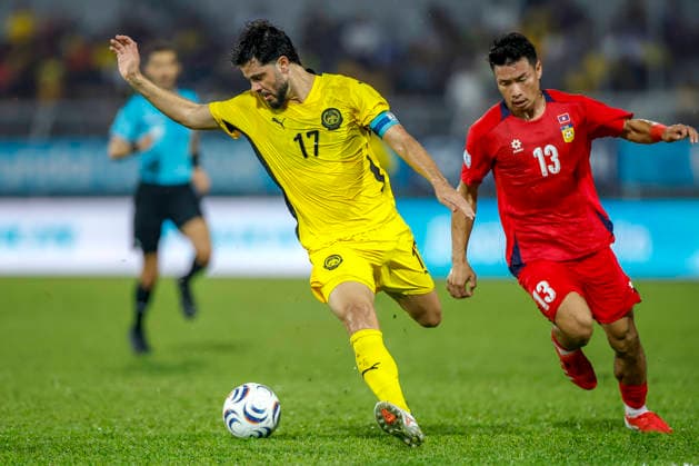 July 28, 2026, Kuala Lumpur, Malaysia: Sturmer Dos Reis Paulo Josue of Malaysia (L) and Viengxay Sidavong of Laos seen in action during the ASEAN Hyundai Cup 2026 match between Malaysia and Laos at Kuala Lumpur Football Stadium, Cheras. Final score; Malaysia 4:0 Laos. ASEAN Hyundai Cup 2026 Malaysia Vs Laos In Kuala Lumpur, Malaysia - 28 Jul 2026  - ZUMAs197 20260728_aaa_s197_306 Copyright: xWongxFokxLoyx