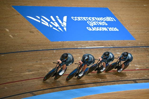 Glasgow 2026 Commonwealth Games Picture by Olly Hassell SWpix.com - 29 07 2026 - Glasgow 2026 Commonwealth Games - Track cycling, Rad, Radsport, Bahnrad, Bahn and Para Track Cycling - Sir Chris Hoy Velodrome, Glasgow, Scotland - Training - New Zealand Women™s team pursuit Copyright: x xSWpix.comx(t axPhotographyxHubxLtd)xOllyxHassell SWpix.comx SWP-3419-0010