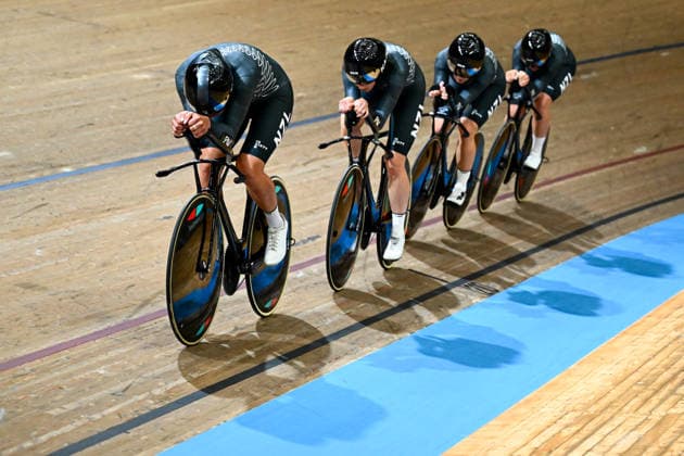 Glasgow 2026 Commonwealth Games Picture by Olly Hassell SWpix.com - 29 07 2026 - Glasgow 2026 Commonwealth Games - Track cycling, Rad, Radsport, Bahnrad, Bahn and Para Track Cycling - Sir Chris Hoy Velodrome, Glasgow, Scotland - Training - New Zealand Women™s team pursuit Copyright: x xSWpix.comx(t axPhotographyxHubxLtd)xOllyxHassell SWpix.comx SWP-3419-0011