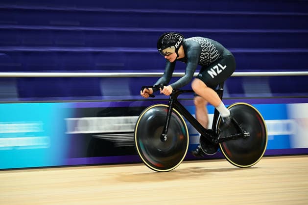 Glasgow 2026 Commonwealth Games Picture by Olly Hassell SWpix.com - 29 07 2026 - Glasgow 2026 Commonwealth Games - Track cycling, Rad, Radsport, Bahnrad, Bahn and Para Track Cycling - Sir Chris Hoy Velodrome, Glasgow, Scotland - Training - Ellesse Andrews of New Zealand Copyright: x xSWpix.comx(t axPhotographyxHubxLtd)xOllyxHassell SWpix.comx SWP-3419-0012