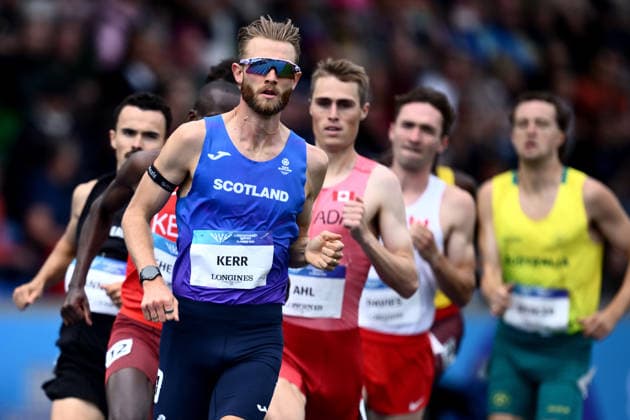 COM26 ATHLETICS, Josh Kerr of Scotland (centre) competes in the Men™s One Mile Round 1 heats during the Glasgow 2026 Commonwealth Games at EDF Scotstoun Stadium in Glasgow, Scotland, Wednesday, July 29, 2026. ( NO ARCHIVING, EDITORIAL USE ONLY Glasgow United Kingdom  Copyright: xJOELxCARRETTx 20260729125243380860