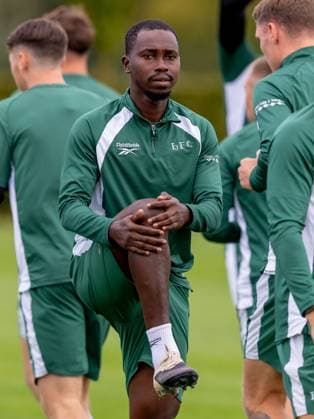 during a training session ahead of the clash with KF Malisheva Hibernian Training, Football, Hibernian Training Centre, Edinburgh, Scotland, UK - 29 Jul 2026Edinburgh Hibernian Training Centre Scotland United Kingdom EDITORIAL USE ONLY No use with unauthorised audio, video, data, fixture lists, club league logos or live services. Online in-match use limited to 120 images, no video emulation. No use in betting, games or single club league player publications.  Copyright: xAlanxRennie Shutterstockx 17016053u