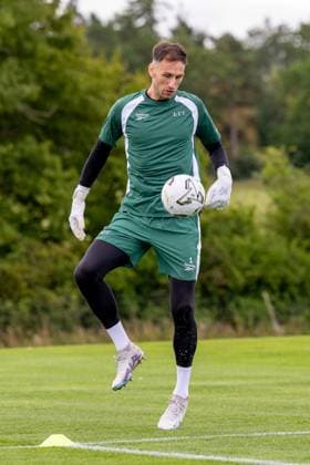 Raphael Sallinger of Hibernian during a training session ahead of the clash with KF Malisheva Hibernian Training, Football, Hibernian Training Centre, Edinburgh, Scotland, UK - 29 Jul 2026Edinburgh Hibernian Training Centre Scotland United Kingdom EDITORIAL USE ONLY No use with unauthorised audio, video, data, fixture lists, club league logos or live services. Online in-match use limited to 120 images, no video emulation. No use in betting, games or single club league player publications.  Copyright: xAlanxRennie Shutterstockx 17016053i