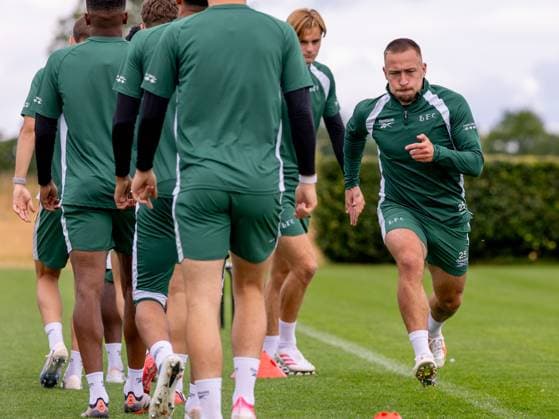 Felix Passlack of Hibernian during a training session ahead of the clash with KF Malisheva Hibernian Training, Football, Hibernian Training Centre, Edinburgh, Scotland, UK - 29 Jul 2026Edinburgh Hibernian Training Centre Scotland United Kingdom EDITORIAL USE ONLY No use with unauthorised audio, video, data, fixture lists, club league logos or live services. Online in-match use limited to 120 images, no video emulation. No use in betting, games or single club league player publications.  Copyright: xAlanxRennie Shutterstockx 17016053as