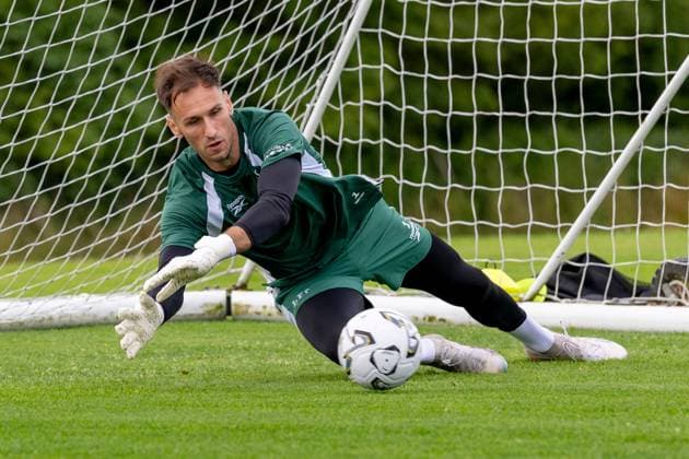 Raphael Sallinger of Hibernian during a training session ahead of the clash with KF Malisheva Hibernian Training, Football, Hibernian Training Centre, Edinburgh, Scotland, UK - 29 Jul 2026Edinburgh Hibernian Training Centre Scotland United Kingdom EDITORIAL USE ONLY No use with unauthorised audio, video, data, fixture lists, club league logos or live services. Online in-match use limited to 120 images, no video emulation. No use in betting, games or single club league player publications.  Copyright: xAlanxRennie Shutterstockx 17016053az