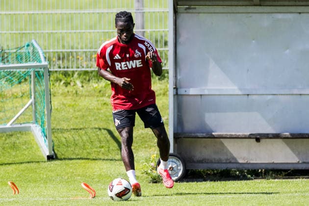 ST. JOHANN IN TIROL, AUSTRIA - JULY 29: Gideon Mensah (1. FC Koeln, 14) training individually during a training session at trainings camp in Kitzbuehel of season 2026 27 at Koasastadion on July 29, 2026 in St. Johann in Tirol, Austria. Austria Copyright: xSteffiexWunderlx