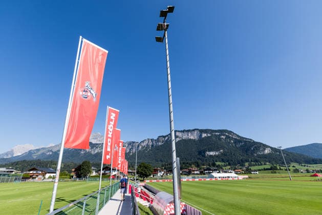 ST. JOHANN IN TIROL, AUSTRIA - JULY 29: Impressions of Koasastadion branded in rut und wiess FC Koeln branding during a training session at trainings camp in Kitzbuehel of season 2026 27 at Koasastadion on July 29, 2026 in St. Johann in Tirol, Austria. Austria Copyright: xSteffiexWunderlx