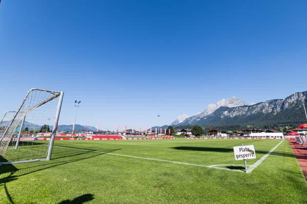 ST. JOHANN IN TIROL, AUSTRIA - JULY 29: Impressions of Koasastadion branded in rut und wiess FC Koeln branding during a training session at trainings camp in Kitzbuehel of season 2026 27 at Koasastadion on July 29, 2026 in St. Johann in Tirol, Austria. Austria Copyright: xSteffiexWunderlx