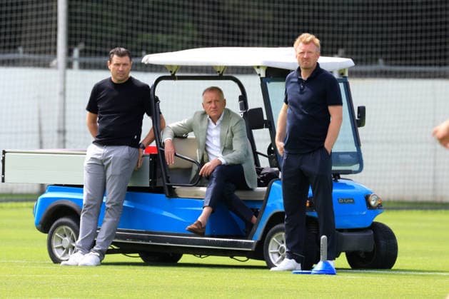 29.07.2026, DEU GER, Fussball , 2.Fussballbundesliga 2026 2027 (im Ligabetrieb zusätzlich: Spieltag, Saison 20xx 20xx), Berliner Olympiastadion, Hertha BSC, Training Benjamin Weber (Sportdirektor, Hertha BSC Berlin), Dr. Peter Goerlich - Geschaeftsfuehrung 2. Liga: DFB DFL regulations prohibit any use of photographs as image sequences and or quasi-video) Nordphoto Berlin Sportforum Berlin Deutschland *** July 29, 2026, Germany, Soccer, 2026–2027 Bundesliga 2: Additional Matchday in the League Schedule, 20xx–20xx Season, Berlin Olympic Stadium, Hertha BSC, Training: Benjamin Weber, Sports Director, Hertha BSC Berlin, Dr. Peter Goerlich, Management, 2nd Division, DFB DFL regulations prohibit any use of photographs as image sequences and or quasi-video, Nordphoto Berlin, Sportforum Berlin, Germany Copyright: xNordphotox xEnglerx