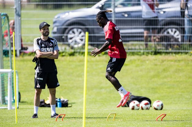 ST. JOHANN IN TIROL, AUSTRIA - JULY 29: Gideon Mensah (1. FC Koeln, 14) training individually during a training session at trainings camp in Kitzbuehel of season 2026 27 at Koasastadion on July 29, 2026 in St. Johann in Tirol, Austria. Austria Copyright: xSteffiexWunderlx
