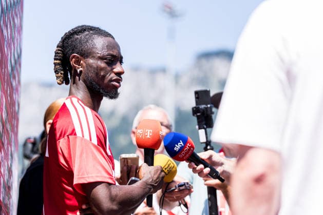 ST. JOHANN IN TIROL, AUSTRIA - JULY 29: Gideon Mensah (1. FC Koeln, 14) during a media session during a training session at trainings camp in Kitzbuehel of season 2026 27 at Koasastadion on July 29, 2026 in St. Johann in Tirol, Austria. Austria Copyright: xSteffiexWunderlx
