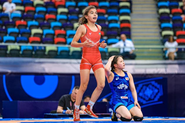 U17, U 17 Wrestling World Championships 43kg WW - Mukhlisa Masharipova (UZB) df. Sera Furuichi (JPN) *** U17 Wrestling World Championships, 43kg Open Weight: Mukhlisa Masharipova (UZB) def. Sera Furuichi (JPN) Copyright: xUnitedxWorldxWrestlingx xAmirrezx UWW-U17-WC-BAKU-2026