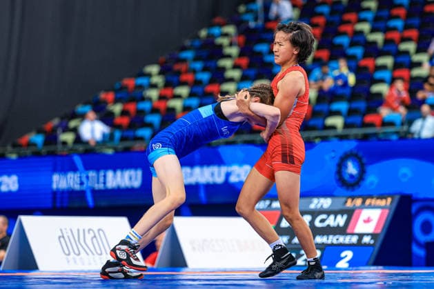 U17, U 17 Wrestling World Championships 43kg WW - Valeriia Yatskiv (UKR) df. Asema Asangaryeva (KGZ) *** U17 Wrestling World Championships, 43 kg WW: Valeriia Yatskiv (UKR) defeated Asema Asangaryeva (KGZ) by fall Copyright: xUnitedxWorldxWrestlingx xAmirrezx UWW-U17-WC-BAKU-2026