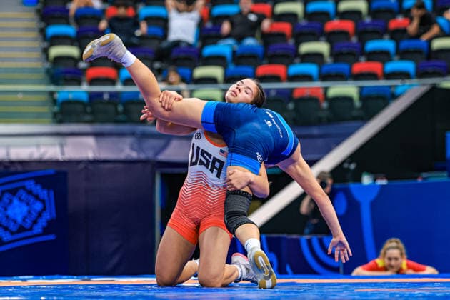 U17, U 17 Wrestling World Championships 57kg WW - Epenesa Teuila Elison (USA) df. Nadiia Zholtikova (ESP) *** U17 Wrestling World Championships, 57 kg WW: Epenesa Teuila Elison (USA) defeated Nadiia Zholtikova (ESP) Copyright: xUnitedxWorldxWrestlingx xAmirrezx UWW-U17-WC-BAKU-2026