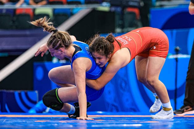 U17, U 17 Wrestling World Championships 65kg WW - Aisha Abdimalik (KAZ) df. Margarita Lisita (MDA) *** U17 Wrestling World Championships, 65 kg WW: Aisha Abdimalik (KAZ) def. Margarita Lisita (MDA) Copyright: xUnitedxWorldxWrestlingx xAmirrezx UWW-U17-WC-BAKU-2026