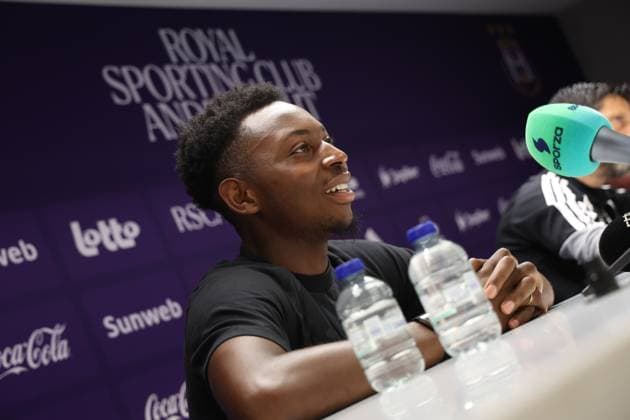 Anderlecht s Marco Kana pictured during a press conference, PK, Pressekonferenz of Belgian RSC Anderlecht, Wednesday 29 July 2026 in Brussels, in preparations of the second leg of the second qualifying round for the UEFA Europa League against Swedish Hammarby IF. VIRGINIExLEFOUR  x182304154x