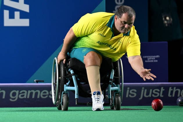 COM26 BOWLS, Damien Delgato of Australia during the Men™s Para Pairs, in the Glasgow 2026 Commonwealth Games at SEC Centre Hall 3 in Glasgow, Scotland, Thursday, July 23, 2026. ( NO ARCHIVING, EDITORIAL USE ONLY Glasgow Scotland United Kingdom  Copyright: xLUKASxCOCHx 20260729172345367083