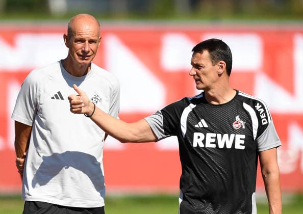 29.07.2026, xophax, Fussball 1.Bundesliga, 1.FC Koeln Trainingslager . Mannschaft des 1.FC Köln in Kitzbühel .Training in Sankt Johann. Präsident Jörn Stobbe und Ulf Sobek , rechts ( 1.FC Köln ) Kitzbühel *** July 29, 2026, xophax, Soccer, Bundesliga 1, 1. FC Köln Training Camp: 1. FC Köln team in Kitzbühel; training in Sankt Johann; President Jörn Stobbe and Ulf Sobek (right); 1. FC Köln, Kitzbühel