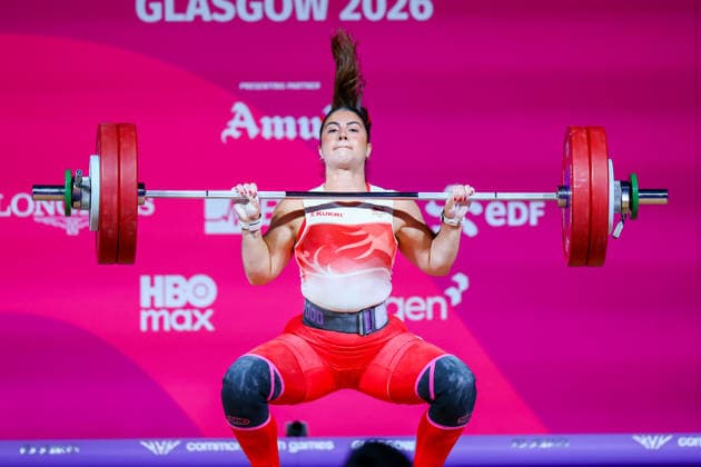 RECORD DATE NOT STATED 29th July 2026; Glasgow, Scotland; 2026 Commonwealth Games, Day Seven; Womens 77kg Weightlifting, Isabella Brown (ENG) in the clean and jerk RogerxEvans