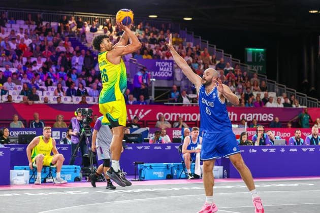RECORD DATE NOT STATED 29th July 2026; Glasgow, Scotland; 2026 Commonwealth Games, Day Seven; 3x3 Basketball semi final, S McDaniel (AUS) scores a basket RogerxEvans