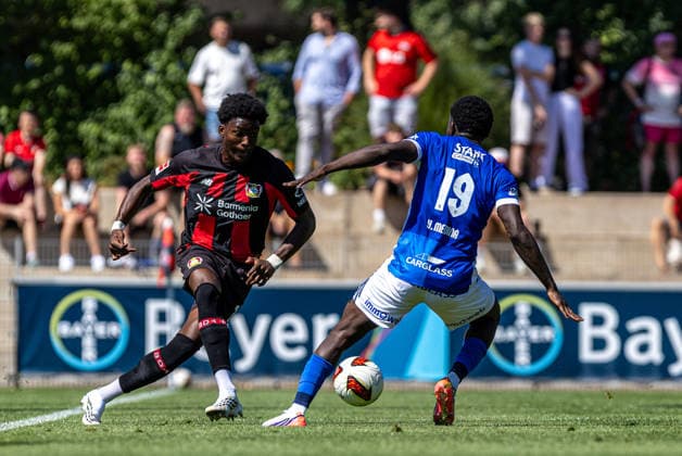 Testspiel: Bayer 04 Leverkusen - KRC Genk; 29.07.2026 Axel Tape (Bayer 04 Leverkusen, 16), Yaimar Medina (KRC Genk, 19) Testspiel: Bayer 04 Leverkusen - KRC Genk; Ulrich-Haberland-Stadion, Leverkusen; 29.07.2026 *** Friendly Match: Bayer 04 Leverkusen vs. KRC Genk, July 29, 2026; Axel Tape (Bayer 04 Leverkusen), 16; Yaimar Medina (KRC Genk), 19; Friendly Match: Bayer 04 Leverkusen vs. KRC Genk at Ulrich Haberland Stadium, Leverkusen, July 29, 2026 Copyright: xBEAUTIFULxSPORTS Buriakovx