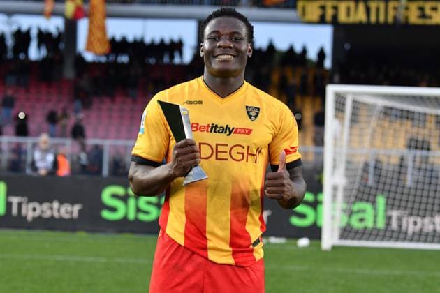 Lecce s left wing Lameck Banda (19 US Lecce) Panini player of the Match after the Serie A Enilive soccer matchday 24 between US Lecce and Udinese Calcio at the Via del Mare Stadium in Lecce, Italy, Sunday, February 08, 2026. (Credit Image: Giovanni Evangelista LaPresse)  Copyright: xGiovannixEvangelista LaPressex
