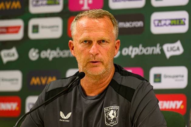Budapest , 29-07-2026 , Groupama Arena , season 2026 2027 , UEFA Europa League play-off football , pressconference FC Twente , picture shows FC Twente coach John van den Brom Pressconference Twente in Budapest  x205308348x Copyright: