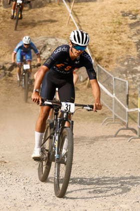 29.07.2026, Monteceneri, Monteceneri, 2026 UEC MTB European Championship, EM, Europameisterschaft XCC Qualifications Men Junior, Head 1, Pablo Rodriguez Romo 31 (ESP) Monteceneri Monteceneri Ticino Switzerland *** July 29, 2026, Monteceneri, Monteceneri, 2026 UEC MTB European Championship XCC Qualifications Men s Junior, Heat 1, Pablo Rodriguez Romo 31 ESP Monteceneri Monteceneri Ticino Switzerland Copyright: xJustPictures.ch FrancescoxMinghettix jp-en-FrMi-_NG_0501