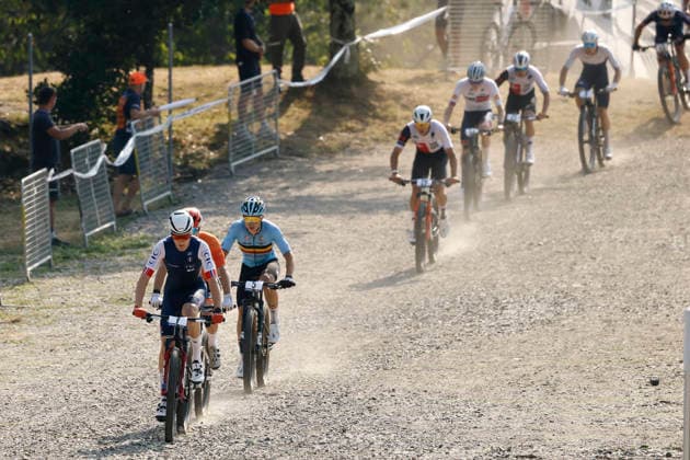 29.07.2026, Monteceneri, Monteceneri, 2026 UEC MTB European Championship, EM, Europameisterschaft XCC Qualifications Men Juniorr, Head 2, Noa Filippi 7 (FRA), Daan Bakelaar 3 (NED) and Jari Van Lee 5 (BEL) leading the race Monteceneri Monteceneri Ticino Switzerland *** July 29, 2026, Monteceneri, Monteceneri, 2026 UEC MTB European Championship XCC Qualifications Men s Junior, Head 2, Noa Filippi (7, FRA), Daan Bakelaar (3, NED), and Jari Van Lee (5, BEL) leading the race in Monteceneri, Ticino, Switzerland Copyright: xJustPictures.ch FrancescoxMinghettix jp-en-FrMi-_NG_0676