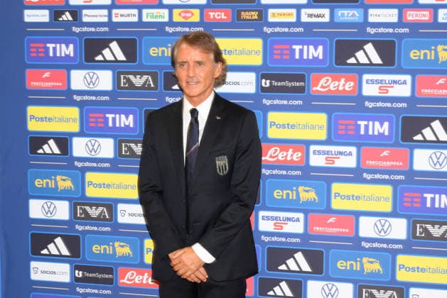 IPA87092945 - Roberto Mancini during the press conference, PK, Pressekonferenz to introduce Technical Commissioner Roberto Mancini and Technical Director Claudio Ranieri at the FIGC headquarters on Via Po in Rome, Italy—Wednesday, July 29, 2025. Sports—Soccer.  Copyright: xFabrizioxCorradetti IPAxSportx xx 87092945