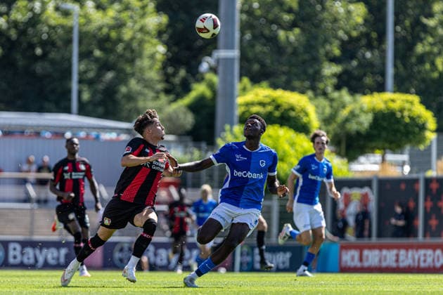 Testspiel: Bayer 04 Leverkusen - KRC Genk; 29.07.2026 Ernest Poku (Bayer 04 Leverkusen, 19), Yira Sor (KRC Genk, 14) Testspiel: Bayer 04 Leverkusen - KRC Genk; Ulrich-Haberland-Stadion, Leverkusen; 29.07.2026 *** Friendly Match: Bayer 04 Leverkusen vs. KRC Genk, July 29, 2026; Ernest Poku, Bayer 04 Leverkusen, 19, Yira Sor, KRC Genk, 14 Friendly Match: Bayer 04 Leverkusen vs. KRC Genk at Ulrich Haberland Stadium, Leverkusen, July 29, 2026 Copyright: xBEAUTIFULxSPORTS Buriakovx