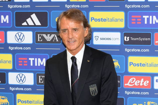 IPA87092956 - Roberto Mancini during the press conference, PK, Pressekonferenz to introduce Technical Commissioner Roberto Mancini and Technical Director Claudio Ranieri at the FIGC headquarters on Via Po in Rome, Italy—Wednesday, July 29, 2025. Sports—Soccer.  Copyright: xFabrizioxCorradetti IPAxSportx xx 87092956