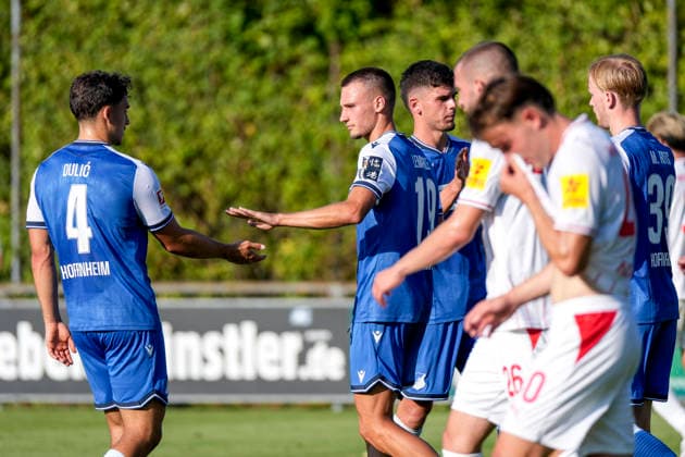 v.li.: Sean Dulic (Hoffenheim, 4, Neuzugang), Torschütze Tim Lemperle (Hoffenheim, 19), Spieler der TSG 1899 Hoffenheim, jubeln über das Tor zum 2:1, Jubel, Torjubel, Torerfolg, celebrate the goal, goal, celebration, jubelt ueber das Tor, Freuen, Freude, freut sich, optimistisch, positiv, Spielszene, Highlight, Action, Aktion, 29.07.2026, Zuzenhausen (Deutschland), Fussball, Testspiel, TSG 1899 Hoffenheim - Holstein Kiel, DFB DFL REGULATIONS PROHIBIT ANY USE OF PHOTOGRAPHS AS IMAGE SEQUENCES AND OR QUASI-VIDEO. *** v li Sean Dulic Hoffenheim, 4, new signing, goal scorer Tim Lemperle Hoffenheim, 19, player for TSG 1899 Hoffenheim, celebrating the goal that made it 2–1, Celebration, goal celebration, scoring a goal, celebrate the goal, goal, celebration, celebrating the goal, joy, happiness, happy, optimistic, positive, game scene, highlight, action, 29 07 2026, Zuzenhausen, Germany, soccer, friendly match, TSG 1899 Hoffenheim vs. Holstein Kiel, DFB and DFL regulations prohibit any use of photographs as image sequences and or quasi-video xozx