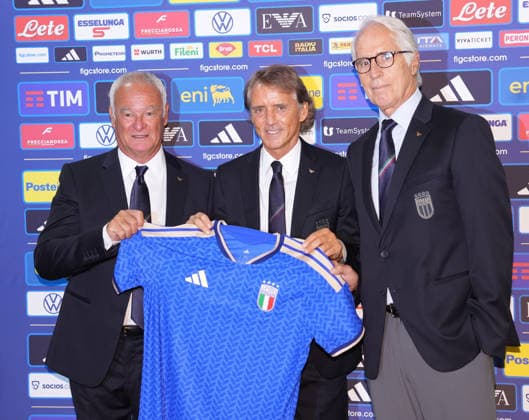Claudio Ranieri Giovanni Malago™ Roberto Mancini during press conference, PK, Pressekonferenz to present new coach Roberto Mancini and new technical director Claudio Ranieri at the Rome s, Italy - Wednesday July 29, 2026 - Soccer ( Photo by Alfredo Falcone LaPresse )  Copyright: xAlfredoxFalcone LaPressex