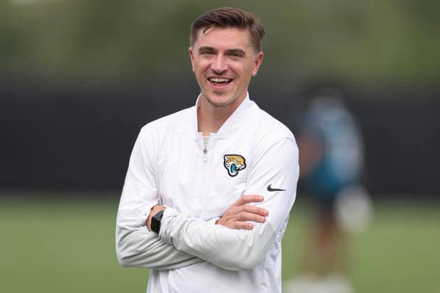 JACKSONVILLE, FL - JULY 29: Jacksonville Jaguars general manager James Gladstone looks on during training camp on July 29, 2026 at the Miller Electric Center in Jacksonville, Fl. (Photo by David Rosenblum Icon Sportswire) NFL, American Football Herren, USA JUL 29 Jaguars Training Camp EDITORIAL USE ONLY Icon260729224597