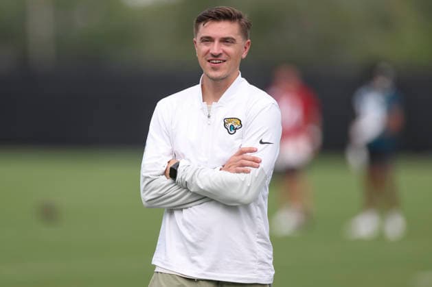 JACKSONVILLE, FL - JULY 29: Jacksonville Jaguars general manager James Gladstone looks on during training camp on July 29, 2026 at the Miller Electric Center in Jacksonville, Fl. (Photo by David Rosenblum Icon Sportswire) NFL, American Football Herren, USA JUL 29 Jaguars Training Camp EDITORIAL USE ONLY Icon260729224598