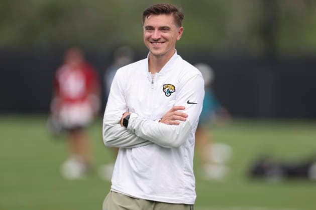 JACKSONVILLE, FL - JULY 29: Jacksonville Jaguars general manager James Gladstone looks on during training camp on July 29, 2026 at the Miller Electric Center in Jacksonville, Fl. (Photo by David Rosenblum Icon Sportswire) NFL, American Football Herren, USA JUL 29 Jaguars Training Camp EDITORIAL USE ONLY Icon260729224596