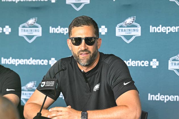 PHILADELPHIA, PA - JULY 29: Philadelphia Eagles head coach Nick Sirianni is shown during the Philadelphia Eagles training camp on July 29th, 2026 at Jefferson Health Training Complex in Philadelphia, PA. (Photo by Terence Lewis Icon Sportswire) NFL, American Football Herren, USA JUL 29 Eagles Training Camp EDITORIAL USE ONLY Icon260729027