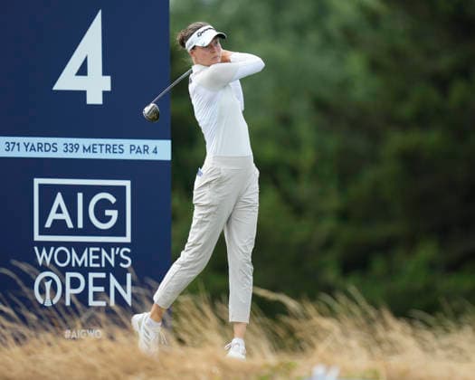 LYTHAM, ENGLAND - JULY 29: Esther Henseleit (GER) plays from the fourth tee during Practice at the 50th AIG Women™s Open Championship at the Royal Lytham and St Anne™s Golf Club, Lytham on July 29, 2026 in Lancashire, England The 50th AIG Women™s Open Championship