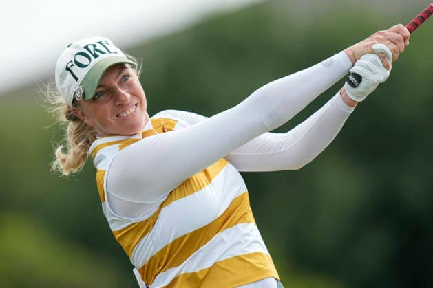 LYTHAM, ENGLAND - JULY 29: Sophia Popov (GER) plays from the fourteenth tee during Practice at the 50th AIG Women™s Open Championship at the Royal Lytham and St Anne™s Golf Club, Lytham on July 29, 2026 in Lancashire, England The 50th AIG Women™s Open Championship