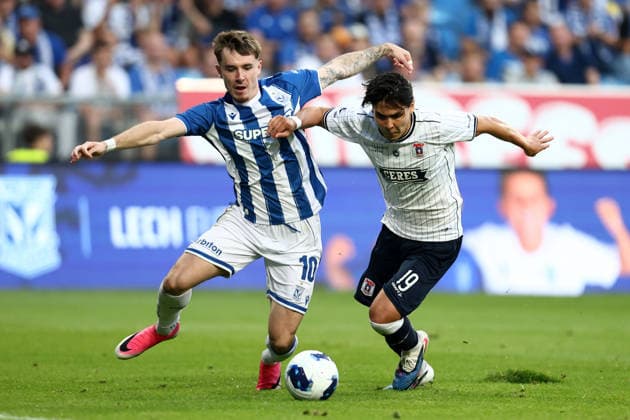 Lech Poznan V Aarhus GF - UEFA Champions League 2026 2027 Second Qualifying Round Second Leg Patrik Walemark and Eric Kahl during the UEFA Champions League 2026 2027 Second Qualifying Round Second Leg match between Lech Poznan and Aarhus GF at Enea Stadium in Poznan, Poland, on July 29, 2026. Poznan Poland  Copyright: xPiotrxMatusewiczx originalFilename:matusewicz-lechpozn260729_np82e.jpg