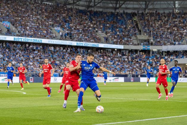 Aleksandre Amisulashvili of Iberia 1999 Tbilisi and Mykola Kukharevych of SK Slovan Bratislava seen during UEFA Champions league second qualifying round game between teams of SK Slovan Bratislava and Iberia 1999 Tbilisi (Dominika Kortvelyesiova Ball Raw Images) Bratislava Tehelne Pole stadium Slovakia Copyright: xDominikaxKortvelyesiovax DKOR8541