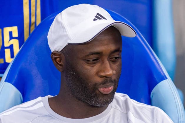 Head coach of SK Slovan Bratislava Yaya Toure seen during UEFA Champions league second qualifying round game between teams of SK Slovan Bratislava and Iberia 1999 Tbilisi (Dominika Kortvelyesiova Ball Raw Images) Bratislava Tehelne Pole stadium Slovakia Copyright: xDominikaxKortvelyesiovax DKR_0938