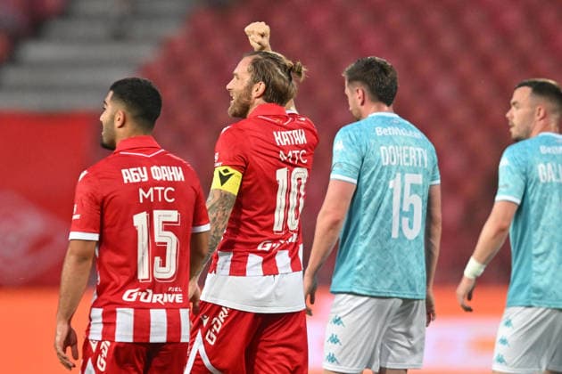 CRVENA ZVEZDA vs LARNE NORTHERN IRLAND ALEKSANDAR KATAI football Crvena zvezda vs Larne Northern Irland during UEFA Champions league qualification match at Rajko Mitic stadium, Belgrade 29.07.2026 Foto: FOOTBALL, CRVENA ZVEZDA, RED STAR, UEFA CHAMPIONS LEAGUE QUALIFICATIONS, LARNE NORTHERN IRLAND Belgrade Rajko Mitic stadium Serbia Copyright: xMarkoxMetlasx xMNxPressx