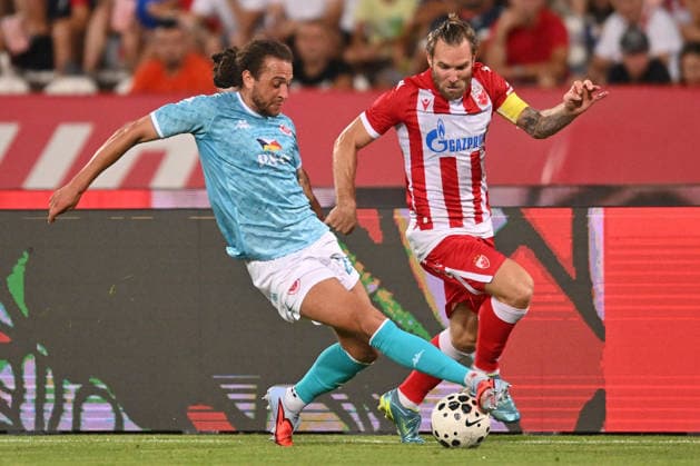 CRVENA ZVEZDA vs LARNE NORTHERN IRLAND DANIEL BENT vs ALEKSANDAR KATAI football Crvena zvezda vs Larne Northern Irland during UEFA Champions league qualification match at Rajko Mitic stadium, Belgrade 29.07.2026 Foto: FOOTBALL, CRVENA ZVEZDA, RED STAR, UEFA CHAMPIONS LEAGUE QUALIFICATIONS, LARNE NORTHERN IRLAND Belgrade Rajko Mitic stadium Serbia Copyright: xMarkoxMetlasx xMNxPressx