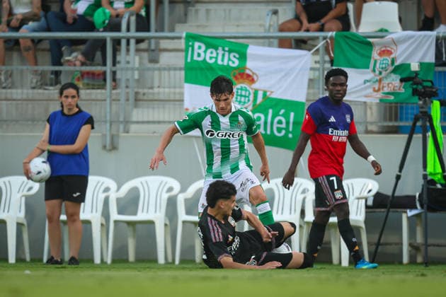 ESP preseason: Real Betis v Olympique the Lion. Fran Garcia of Real Betis during a preseason friendly match between Real Betis v Olympique., played Municipal Stadium of La Linea in Cadiz on July 29, 2026. Cadiz Spain Soccer *** ESP Preseason: Real Betis vs. Olympique — Fran Garcia of Real Betis during a preseason friendly match between Real Betis and Olympique, played at the Municipal Stadium of La Línea in Cádiz on July 29, 2026. Cádiz, Spain. Soccer Copyright: xRafaelxRomanx xAgenciaxLOFx