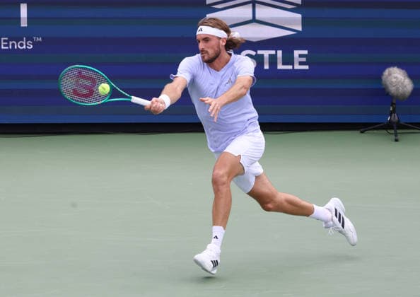 July 29, 2026, Washington, Illinois, USA: STEFANOS TSITSIPAS of Greece during the match against A. de Minaur of Australia in the first round of Mubadala Washington DC, USA. Washington USA - ZUMAc278 20260729_zsp_c278_045 Copyright: xMarcinxCholewinskix