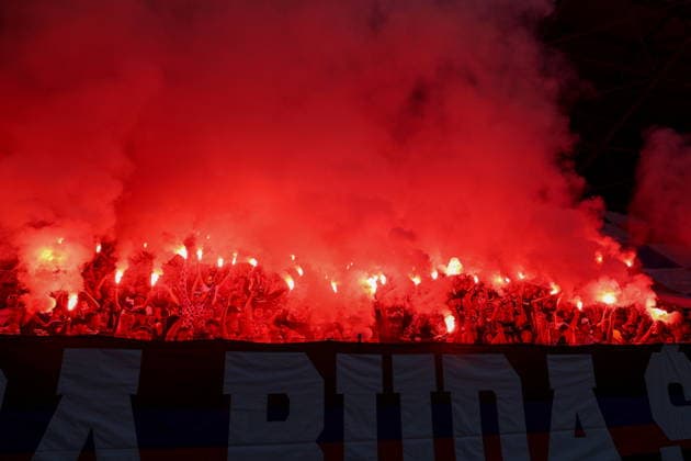 Zabrze 29.07.2026. Football UEFA Champions League match between Gornik Zabrze and Fenerbahce SK in Zabrze, Poland on July 29, 2026 --- Mecz pilka nozna UEFA Champions League pomiedzy Gornik Zabrze a Fenerbahce SK w Zabrzu, Polska 29 lipca 2026 Persons Shown: kibice Gornika Zabrze, fans Fot. Michal Gaciarz Arena Akcji NEWSPIX.PL --- newspix.pl 